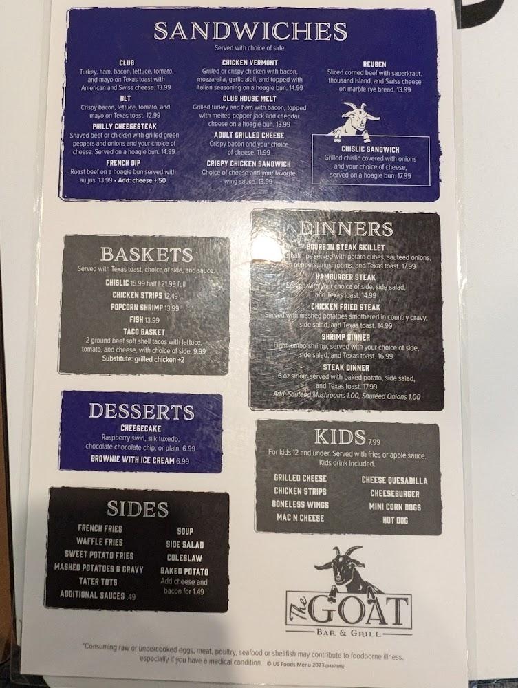 The Goat Bar and Grill Menu image 4